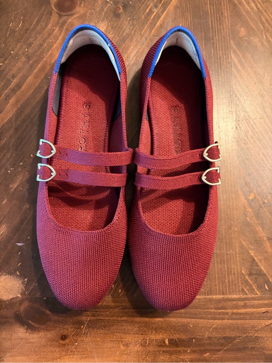 Rothy's Shoes - Rothy's Burgundy Mary Jane Flats with Double Straps